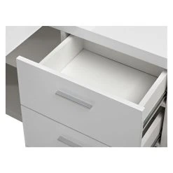 Vente-unique Bureau D'angle Avec Rangements ALDRIC III - Blanc -Magasin Dépôt Privé bureau 227609