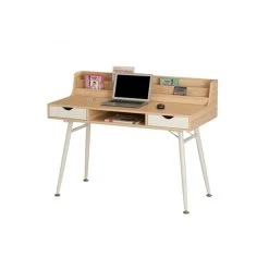 Vente-unique Bureau LARCOS Avec Rangements - MDF - Chêne & Blanc 8 Vente-unique Bureau LARCOS Avec Rangements - MDF - Chêne & Blanc -Magasin Dépôt Privé bureau 263963