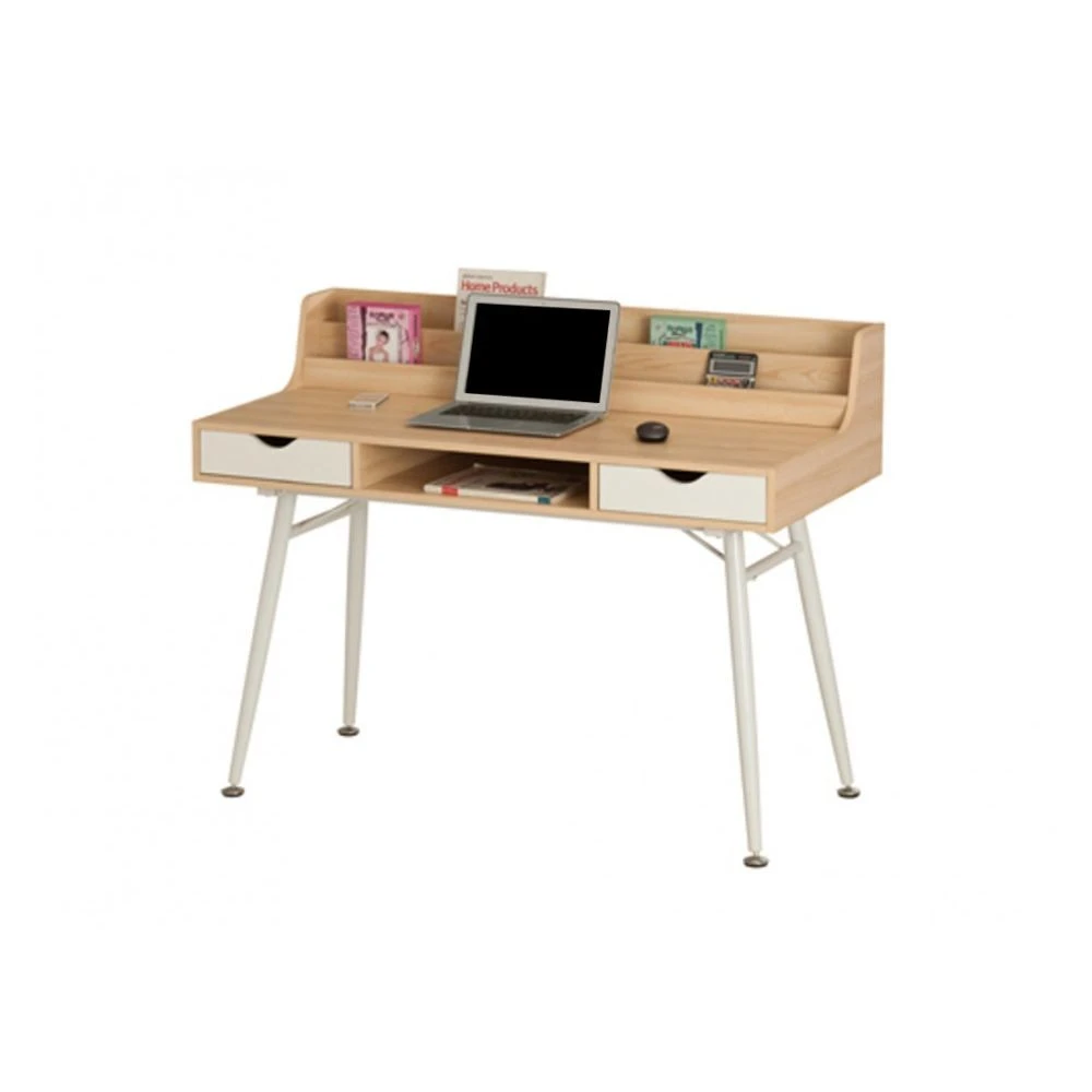 Vente-unique Bureau LARCOS Avec Rangements - MDF - Chêne & Blanc 4 Vente-unique Bureau LARCOS Avec Rangements - MDF - Chêne & Blanc – Image 4