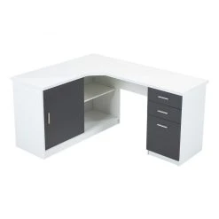 Vente-unique Bureau D'angle NORWY - 2 Portes & 2 Tiroirs - Blanc & Gris 9 Vente-unique Bureau D'angle NORWY - 2 Portes & 2 Tiroirs - Blanc & Gris -Magasin Dépôt Privé bureau 269971