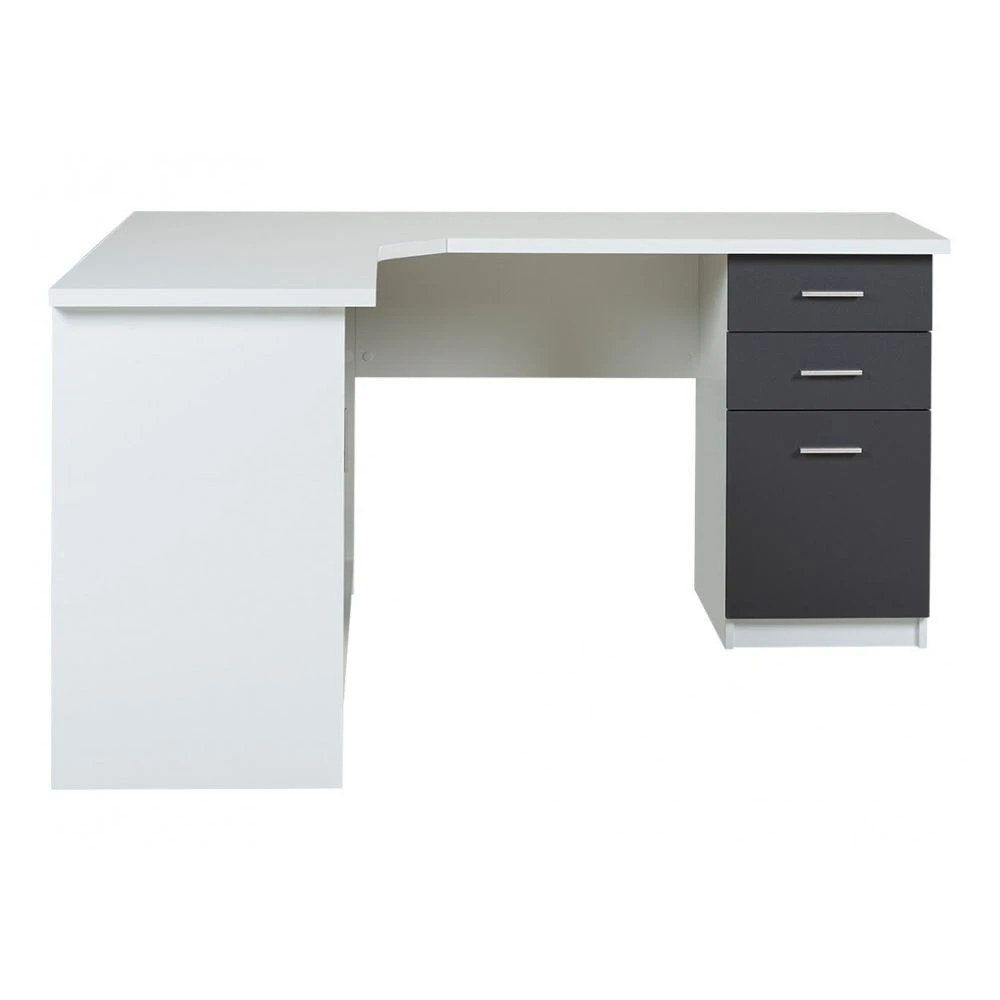 Vente-unique Bureau D'angle NORWY - 2 Portes & 2 Tiroirs - Blanc & Gris 4 Vente-unique Bureau D'angle NORWY - 2 Portes & 2 Tiroirs - Blanc & Gris – Image 4