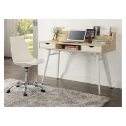 Vente-unique Bureau LARCOS Avec Rangements - MDF - Chêne & Blanc 7 Vente-unique Bureau LARCOS Avec Rangements - MDF - Chêne & Blanc -Magasin Dépôt Privé bureau 270713
