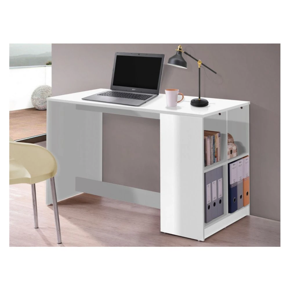 Vente-unique Bureau CYPRIEN Avec Rangements - 4 Niches - Coloris Blanc 2 Vente-unique Bureau CYPRIEN Avec Rangements - 4 Niches - Coloris Blanc – Image 2