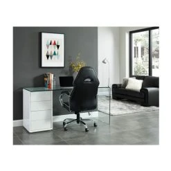 Vente-unique Bureau MURIEL Avec Rangements - 4 Tiroirs - Verre Trempé & MDF 8 Vente-unique Bureau MURIEL Avec Rangements - 4 Tiroirs - Verre Trempé & MDF -Magasin Dépôt Privé bureau 299395