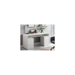 Vente-unique Bureau Avec Rangements SERGUEI - MDF Laqué Blanc