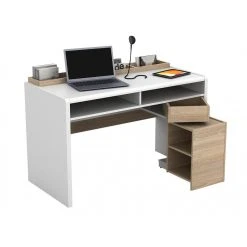 Vente-unique Bureau ASERRI Avec Rangements - Blanc Et Chêne 7 Vente-unique Bureau ASERRI Avec Rangements - Blanc Et Chêne -Magasin Dépôt Privé bureau aserri 11010052 28760162 1140x1140