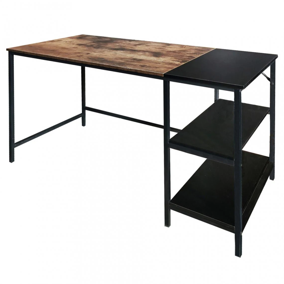 Selsey Bureau Avec étagères - RAMIZU - 120x60 Cm - Effet Bois Foncé / Noir... 1 Selsey Bureau Avec étagères - RAMIZU - 120x60 Cm - Effet Bois Foncé / Noir...