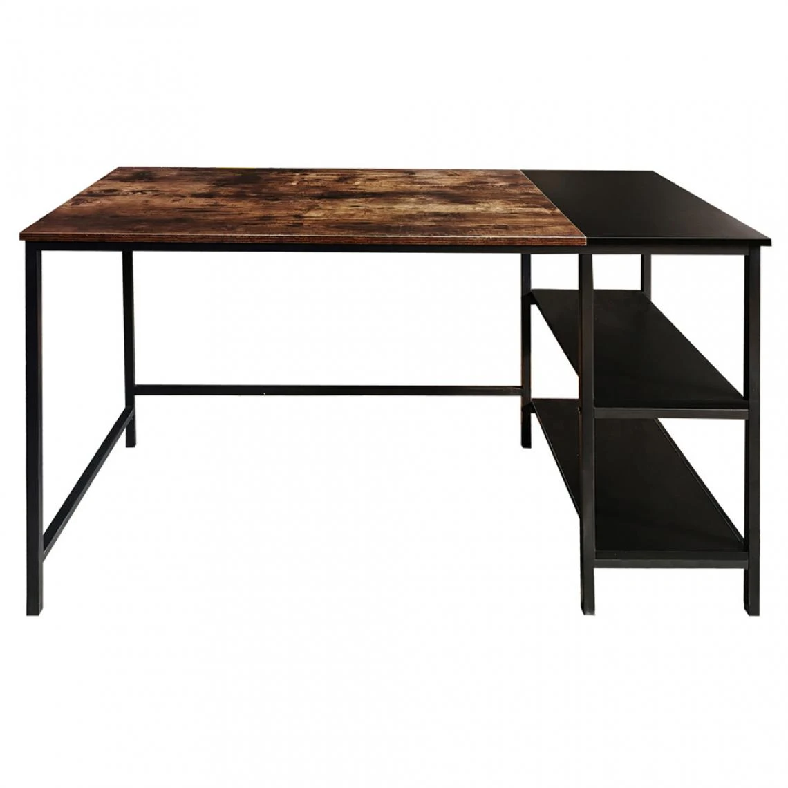 Selsey Bureau Avec étagères - RAMIZU - 120x60 Cm - Effet Bois Foncé / Noir... 2 Selsey Bureau Avec étagères - RAMIZU - 120x60 Cm - Effet Bois Foncé / Noir... – Image 2