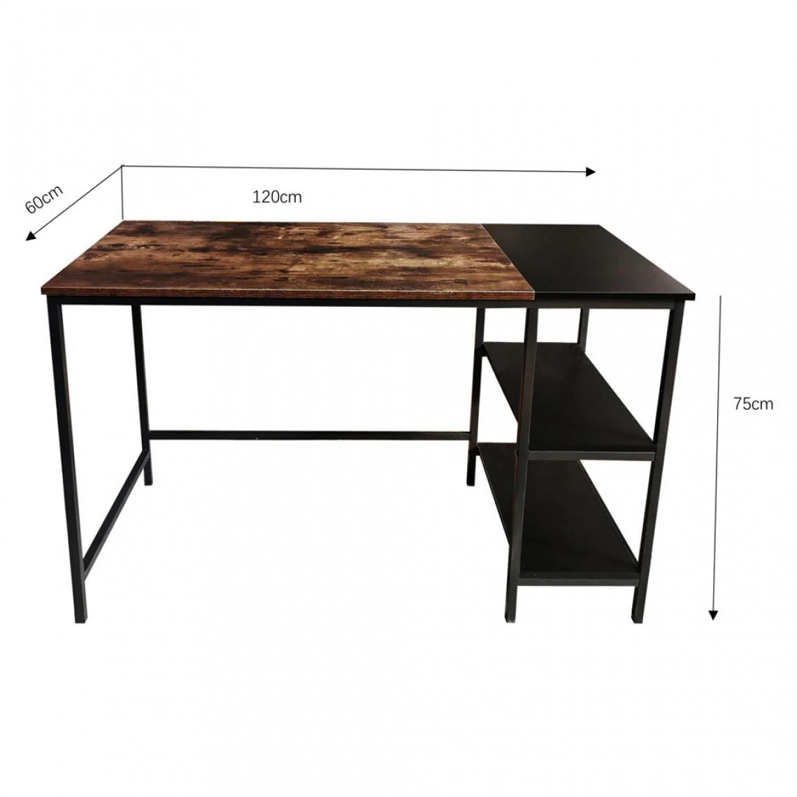 Selsey Bureau Avec étagères - RAMIZU - 120x60 Cm - Effet Bois Foncé / Noir... 4 Selsey Bureau Avec étagères - RAMIZU - 120x60 Cm - Effet Bois Foncé / Noir... – Image 4