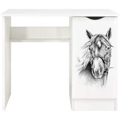 Leomark Bureau Blanc Avec étagère ROMA - Cheval
