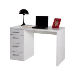 Webmarketpoint Bureau Chambre Bureau Avec Commode Blanche 110 X 60 Cm
