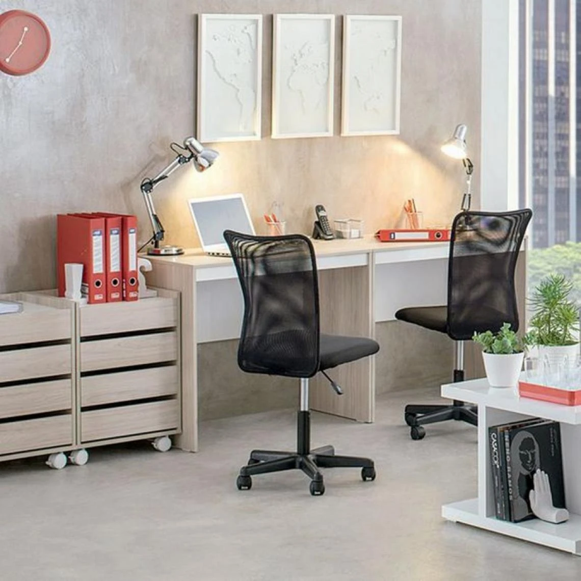 Caemmum Bureau Chêne Et Blanc 130 Cm 2 Caemmum Bureau Chêne Et Blanc 130 Cm – Image 2