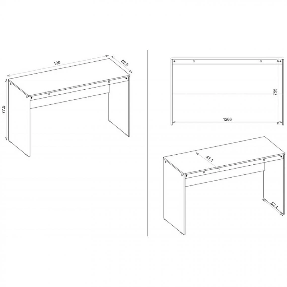 Caemmum Bureau Chêne Et Blanc 130 Cm 3 Caemmum Bureau Chêne Et Blanc 130 Cm – Image 3