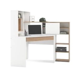 ALTER Bureau D'angle Avec Bibliothèque, Coloris Blanc Et Chêne, 138 X 141 ... -Magasin Dépôt Privé bureau dangle avec bibliotheque coloris blanc et chene 138 x 141 x 101 cm 11210276 29262318 1140x1140