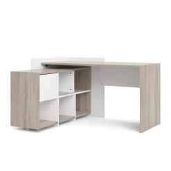 Page de garde 30 ALTER Bureau D'angle Avec étagère à Six Compartiments, Coloris Chêne Et ...