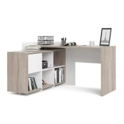 Page de garde -Magasin Dépôt Privé bureau dangle avec etagere a six compartiments coloris chene et blanc 140 x 80 x 120 cm 10644008 27708484 1140x1140