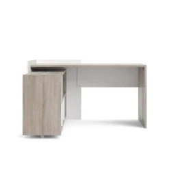 ALTER Bureau D'angle Avec étagère à Six Compartiments, Coloris Chêne Et ... 7 ALTER Bureau D'angle Avec étagère à Six Compartiments, Coloris Chêne Et ... -Magasin Dépôt Privé bureau dangle avec etagere a six compartiments coloris chene et blanc 140 x 80 x 120 cm 10644008 27708486 1140x1140