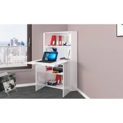 ALTER Bureau D'angle Avec Plateau Caché, Made In Italy, Armoire Avec étag?...