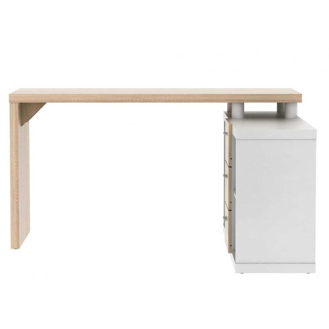 Vente-unique Bureau D'angle Avec Rangements ALDRIC III - Blanc & Chêne 4 Vente-unique Bureau D'angle Avec Rangements ALDRIC III - Blanc & Chêne – Image 4