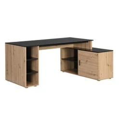 Vente-unique Bureau D'angle Avec Rangements - MDF - Naturel Et Noir - ROMIARA -Magasin Dépôt Privé bureau dangle avec rangements mdf naturel et noir romiara 13758694 38007760 1140x1140