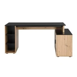 Vente-unique Bureau D'angle Avec Rangements - MDF - Naturel Et Noir - ROMIARA -Magasin Dépôt Privé bureau dangle avec rangements mdf naturel et noir romiara 13758694 38007762 1140x1140