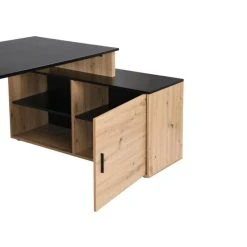 Vente-unique Bureau D'angle Avec Rangements - MDF - Naturel Et Noir - ROMIARA -Magasin Dépôt Privé bureau dangle avec rangements mdf naturel et noir romiara 13758694 38007764 1140x1140
