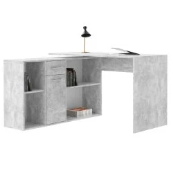 IDIMEX Bureau D'angle CARMEN Avec Meuble De Rangement, Décor Béton