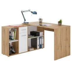 IDIMEX Bureau D'angle CARMEN Avec Meuble De Rangement, Décor Chêne Sauvage ... -Magasin Dépôt Privé bureau dangle carmen avec meuble de rangement decor chene sauvage et blanc mat 10956116 28618518 1140x1140