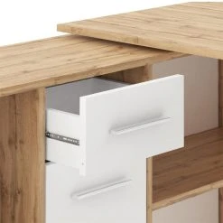 IDIMEX Bureau D'angle CARMEN Avec Meuble De Rangement, Décor Chêne Sauvage ... -Magasin Dépôt Privé bureau dangle carmen avec meuble de rangement decor chene sauvage et blanc mat 10956116 28618522 1140x1140