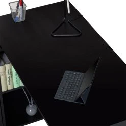 IDIMEX Bureau D'angle CARMEN Avec Meuble De Rangement, Décor Noir Mat -Magasin Dépôt Privé bureau dangle carmen avec meuble de rangement decor noir mat 9757498 25259630 1140x1140