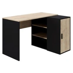 Pegane Bureau D'angle Droit Fabriqué En Panneaux De Mélamine Effet Chêne E...