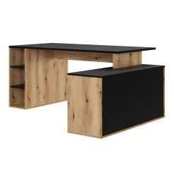 Pegane Bureau D'angle En Mélamine Coloris Imitation Chêne Rustique / Noir -... -Magasin Dépôt Privé bureau dangle en melamine coloris imitation chene rustique noir longueur 183 x profondeur 141 x hauteur 75 cm 13145046 35732124 1140x1140