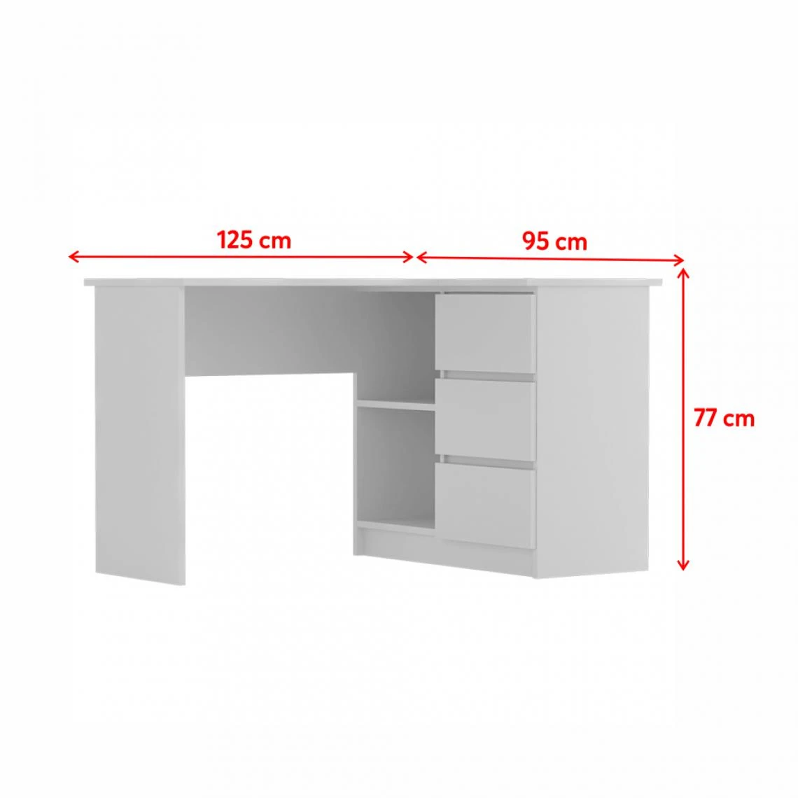 Selsey Bureau D’angle - GERANIO - 124 Cm - Blanc - Style Scandinave 5 Selsey Bureau D’angle - GERANIO - 124 Cm - Blanc - Style Scandinave – Image 5