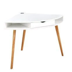 BUT Bureau D'angle HOLM Blanc Et Chêne Massif