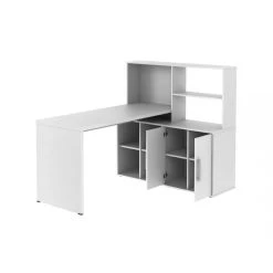 Vente-unique Bureau D'angle LEON Avec Rangements Et étagères - Blanc -Magasin Dépôt Privé bureau dangle leon avec rangements et etageres blanc 10325336 26682880 1140x1140