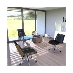 Meubler Design Bureau Design En Verre Avec Retour Et Caisson Ora -Magasin Dépôt Privé bureau design en verre avec retour et caisson ora 4