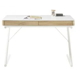 Pegane Bureau D'ordinateur Avec 2 Tiroirs Coloris Blanc Mat - Longueur 120 X...