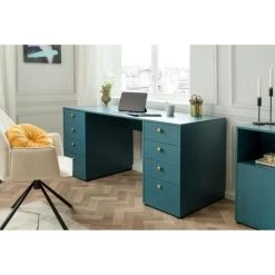 SANS MARQUE Bureau Droit Avec 8 Tiroirs - Bleu Petrole - 160 X 67 X 75 Cm - Pop Co... -Magasin Dépôt Privé bureau droit avec 8 tiroirs bleu petrole 160 x 67 x 75 cm pop color 12795256 34440324 1140x1140