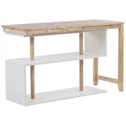Beliani Bureau Effet Bois Clair Et Blanc Avec étagères 120 X 45 Cm CHANDLER