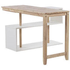Beliani Bureau Effet Bois Clair Et Blanc Avec étagères 120 X 45 Cm CHANDLER -Magasin Dépôt Privé bureau effet bois clair et blanc avec etageres 120 x 45 cm chandler 12306904 32813512 1140x1140