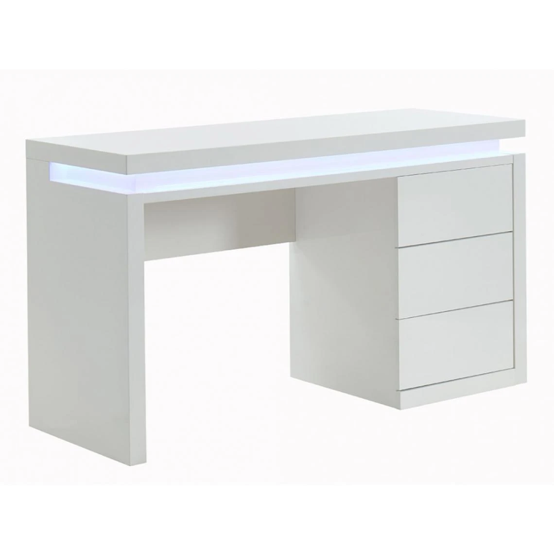Vente-unique Bureau EMERSON - 3 Tiroirs - MDF Laqué Blanc - LEDs 3 Vente-unique Bureau EMERSON - 3 Tiroirs - MDF Laqué Blanc - LEDs – Image 3
