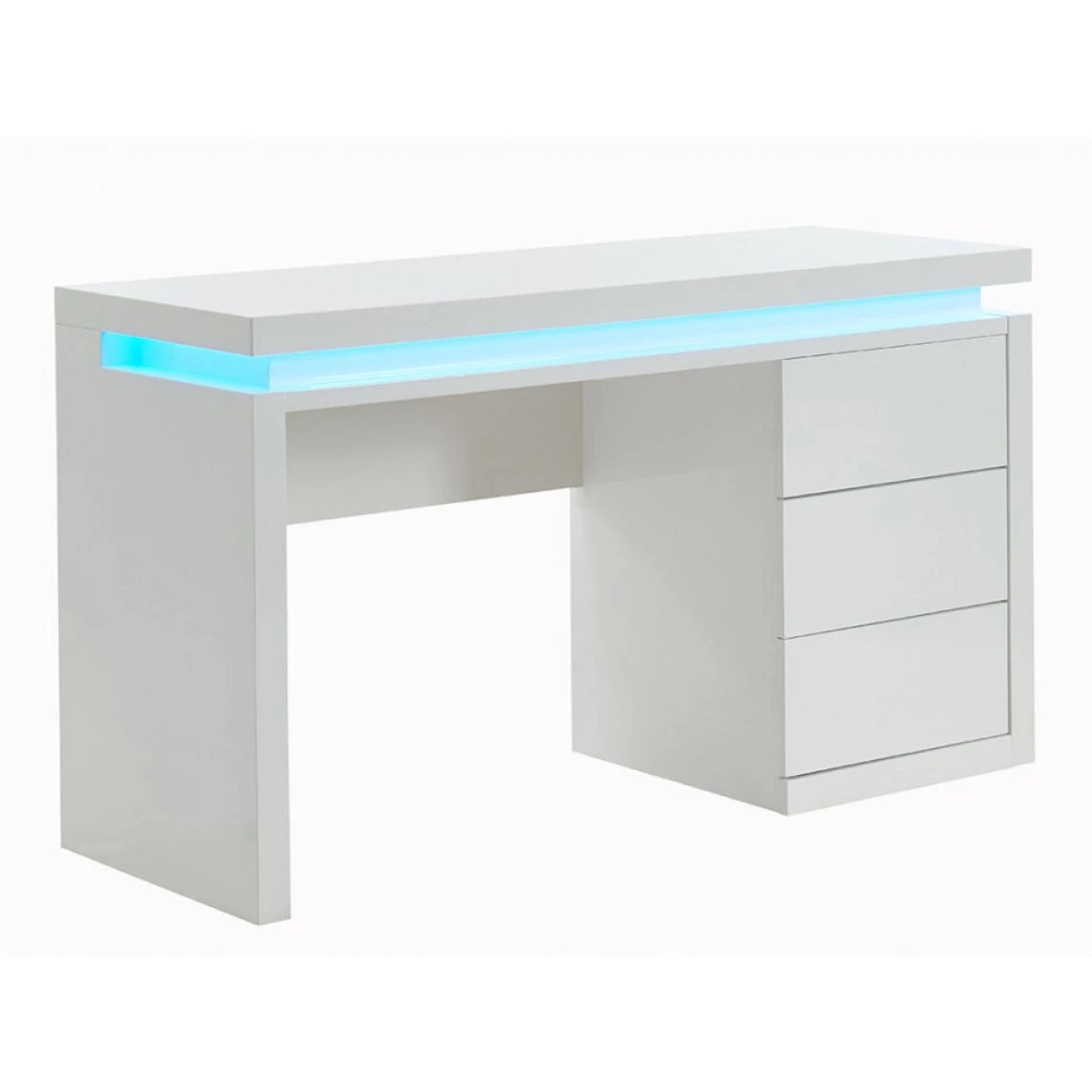 Vente-unique Bureau EMERSON - 3 Tiroirs - MDF Laqué Blanc - LEDs 5 Vente-unique Bureau EMERSON - 3 Tiroirs - MDF Laqué Blanc - LEDs – Image 5