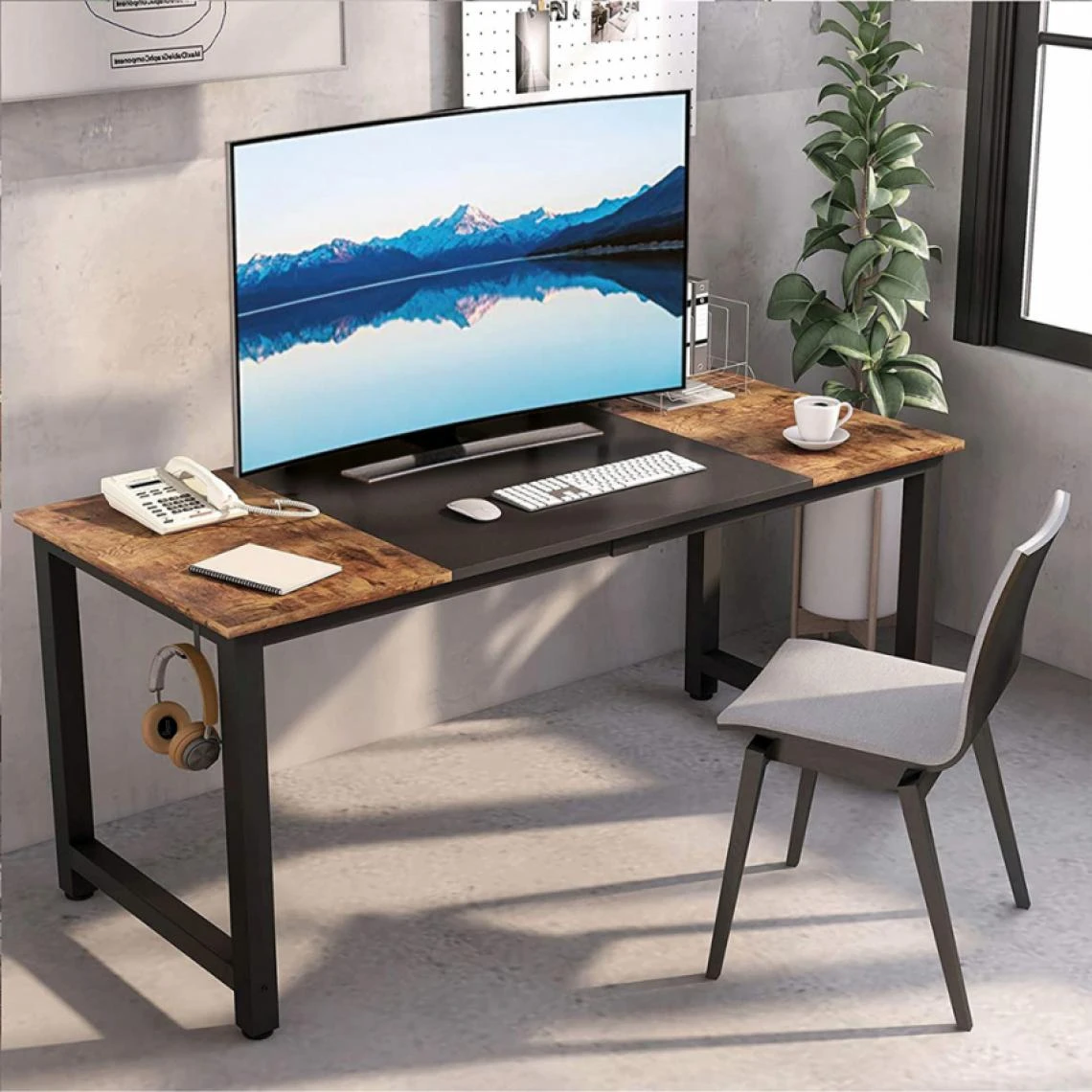Office24 Bureau En Métal Design Industriel Avec Support De Casque 160x60 Stutt... 1 Office24 Bureau En Métal Design Industriel Avec Support De Casque 160x60 Stutt...