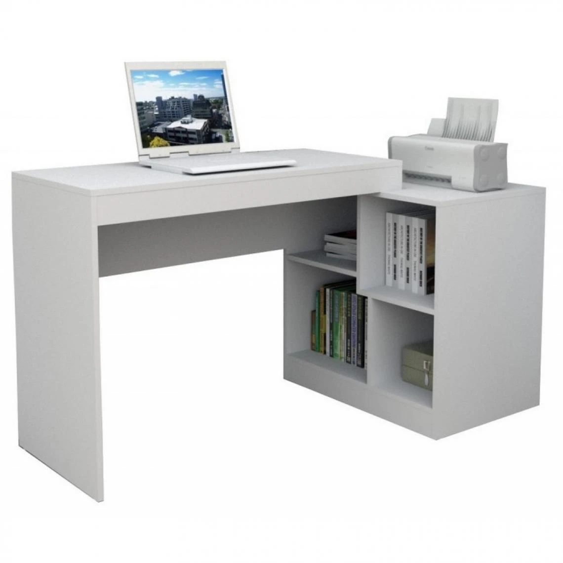 SANS MARQUE Bureau Et Rangement Intégré Blanc 1 SANS MARQUE Bureau Et Rangement Intégré Blanc