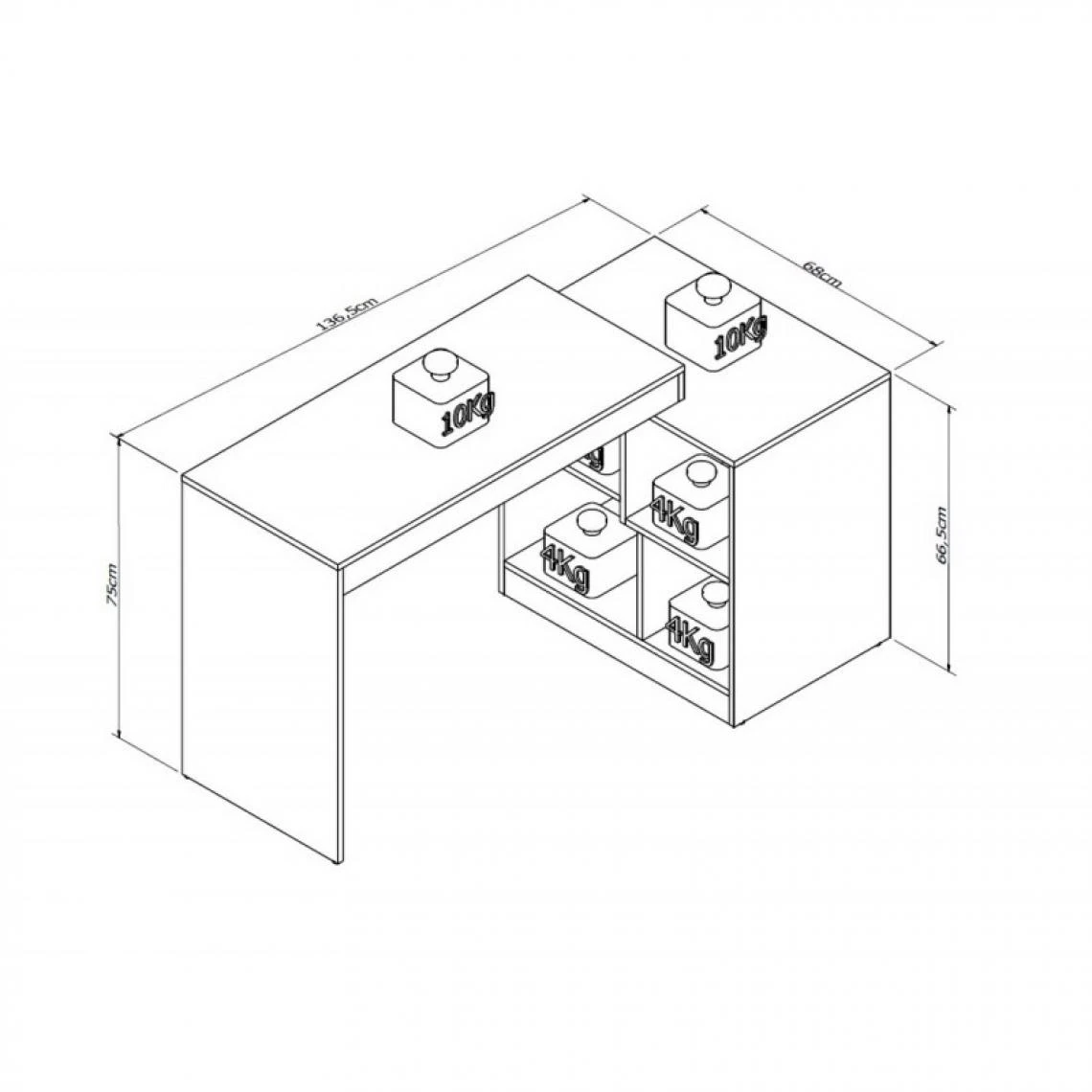 SANS MARQUE Bureau Et Rangement Intégré Blanc 5 SANS MARQUE Bureau Et Rangement Intégré Blanc – Image 5