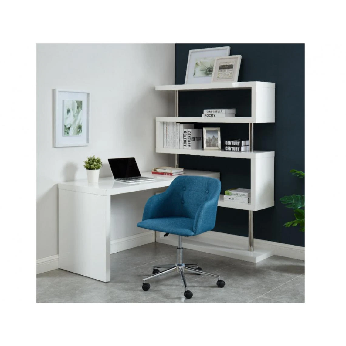Vente-unique Bureau Extensible NICEPHORE Avec étagères - MDF Laqué Blanc 2 Vente-unique Bureau Extensible NICEPHORE Avec étagères - MDF Laqué Blanc – Image 2