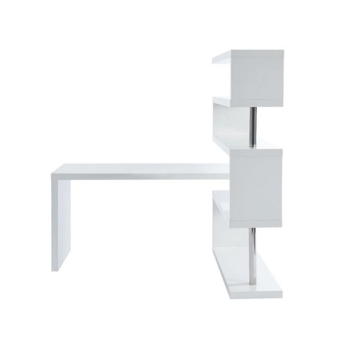 Vente-unique Bureau Extensible NICEPHORE Avec étagères - MDF Laqué Blanc 4 Vente-unique Bureau Extensible NICEPHORE Avec étagères - MDF Laqué Blanc – Image 4