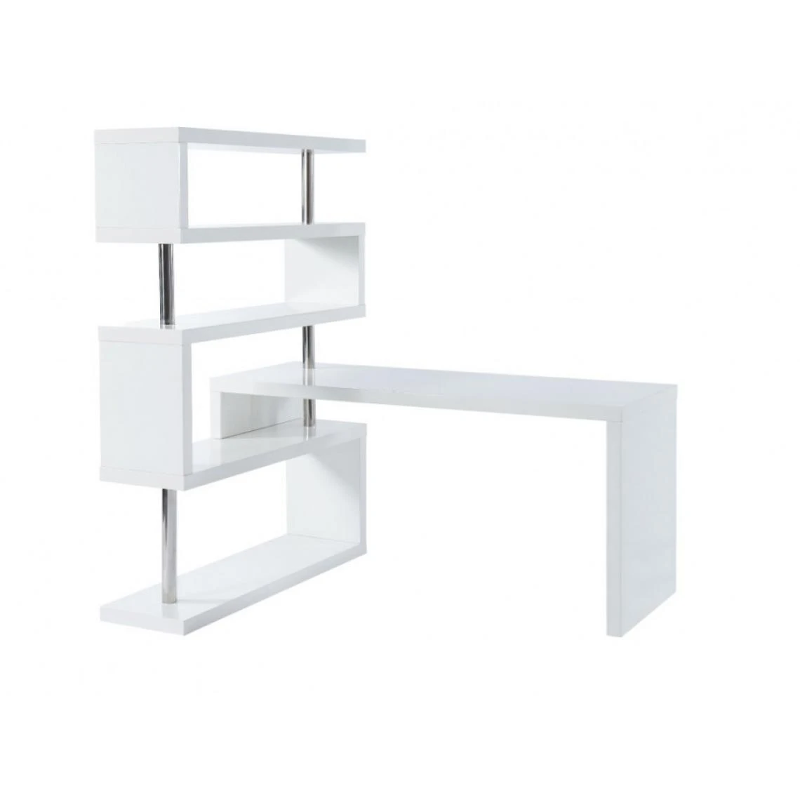 Vente-unique Bureau Extensible NICEPHORE Avec étagères - MDF Laqué Blanc 5 Vente-unique Bureau Extensible NICEPHORE Avec étagères - MDF Laqué Blanc – Image 5