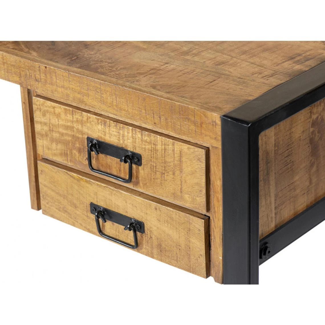 Vente-unique Bureau HARLEM - 4 Tiroirs - Bois De Manguier & Métal 5 Vente-unique Bureau HARLEM - 4 Tiroirs - Bois De Manguier & Métal – Image 5