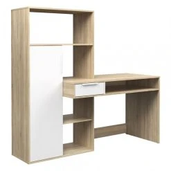ALTER Bureau Multifonction Avec Bibliothèque, Table D'étude, Parfait Pour ... -Magasin Dépôt Privé bureau multifonction avec bibliotheque table detude parfait pour une chambre ou un bureau moderne cm163x60h155 couleur blanc et chene 10643888 27708010 1140x1140